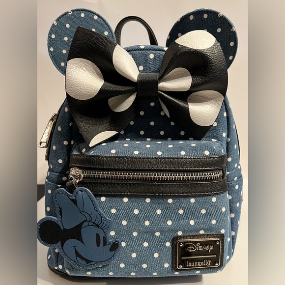 Loungefly Bags Loungefly Disney Minnie Mouse Denim Polka Dot